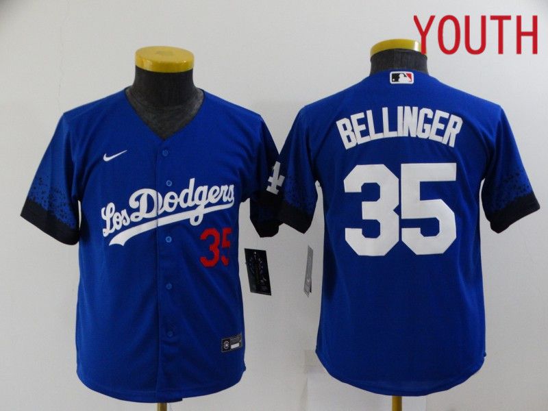 Cheap Youth Los Angeles Dodgers 35 Bellinger Blue City Edition Nike 2021 MLB Jersey